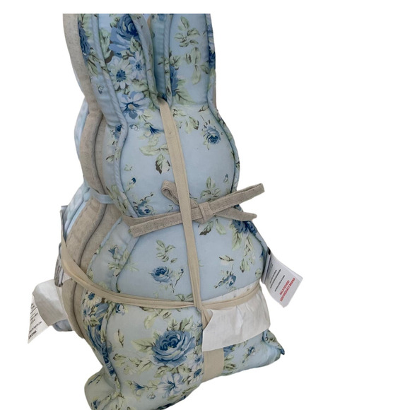 Shabby Chic Easter Bunny Rabbit Pillows Floral Plaid Muslin Set of 3 NEW - Picture 4 of 5